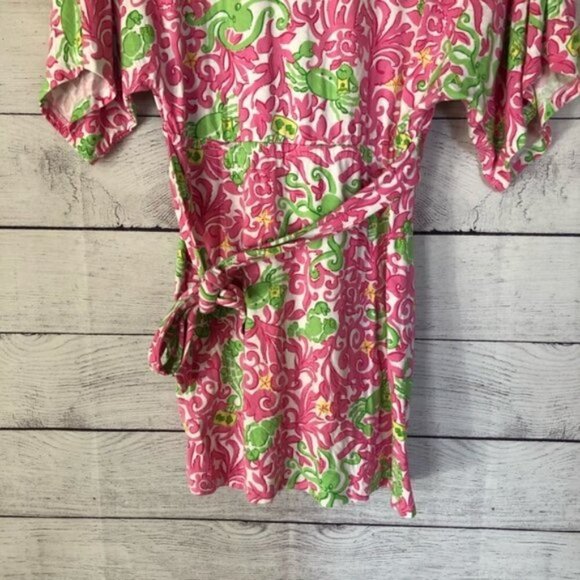 Lilly Pulitzer V-Neck Pink Green Tie Dress XS - Picture 5 of 7